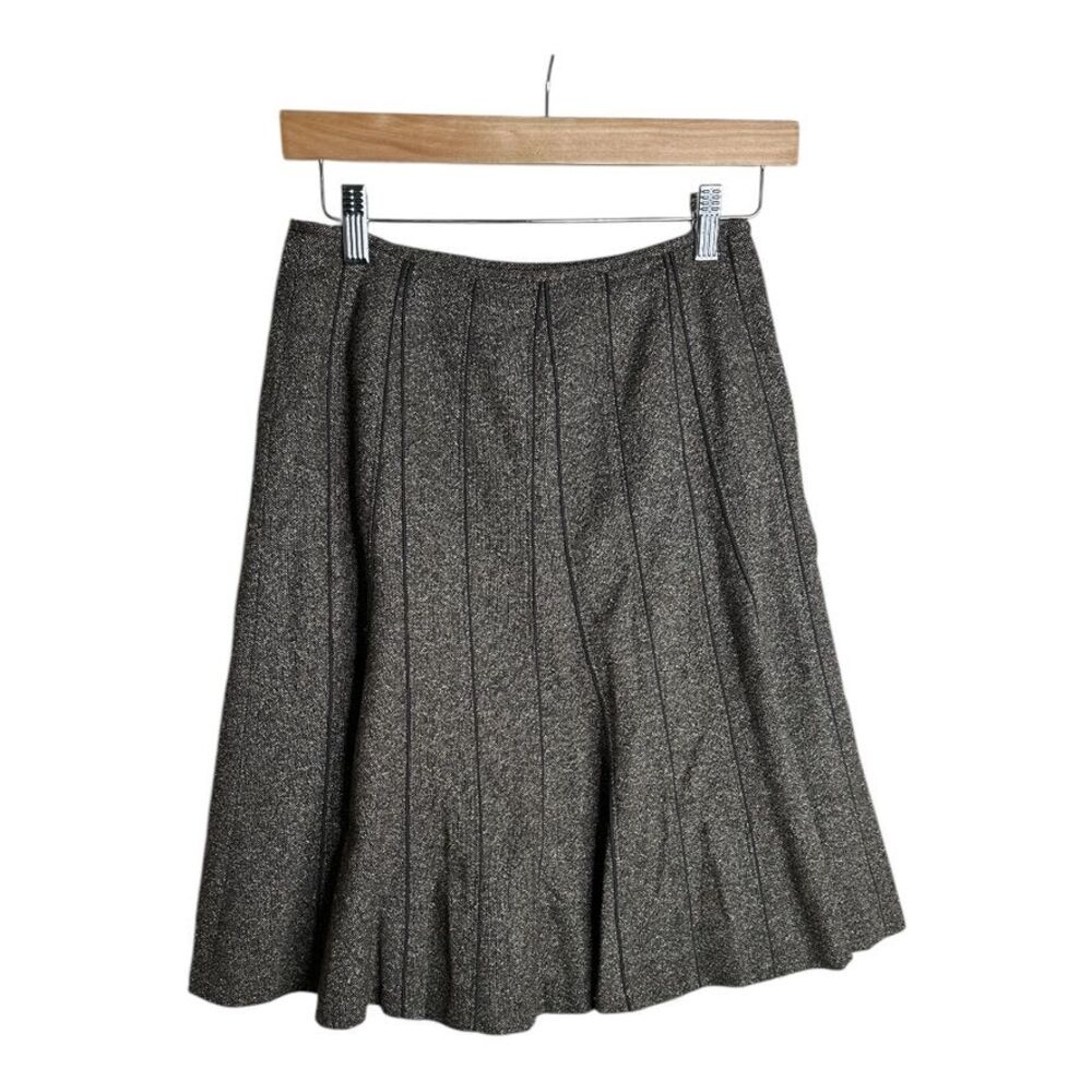 Ann Taylor Women's Pleated Wool Blend Skirt Size 0‎ Petite Dark Gray